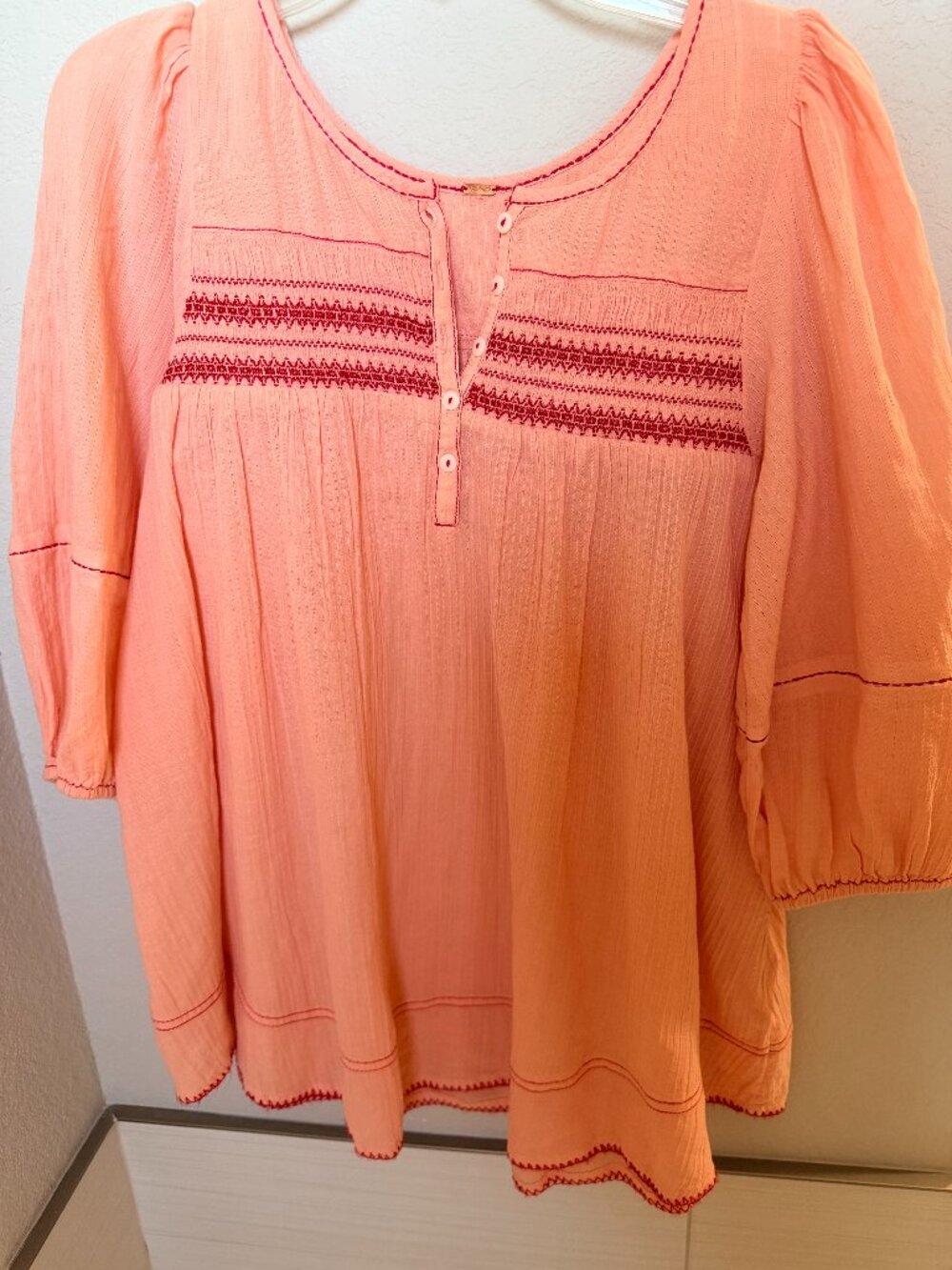Free People Embroidered Peasant Blouse – Size Medium